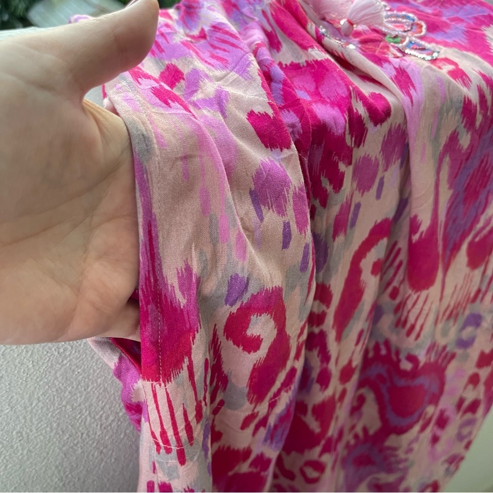 Soft Surroundings Womens Pink Fuchsia Palace Dress Boho Embroidered XS Petite - Picture 16 of 16